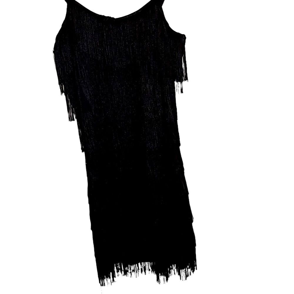 Dream girl black 1920s fringe flapper dress costume juniors large
